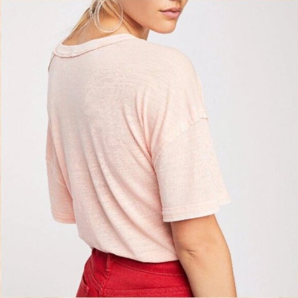 FREE PEOPLE "Alex" Light Pink Cutout Tee, XS - Picture 4 of 4